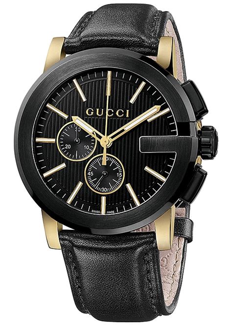 gucci men_s watch|Black Leather G.